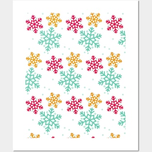 Colorful Snow Flakes Posters and Art